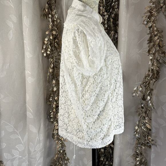 Tudor Court Women’s PM White Sheer Lace Blazer Jacket Coquette Cotfage Coastal - Picture 4 of 10
